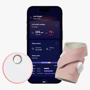 Owlet Dream Sock - Smart Baby Monitor View Heart Rate and Oxygen Dusty Rose